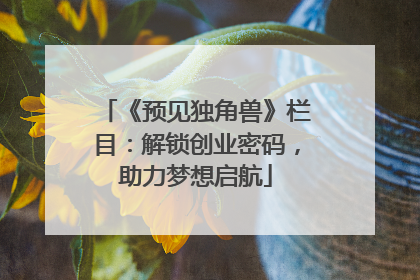 《预见独角兽》栏目：解锁创业密码，助力梦想启航