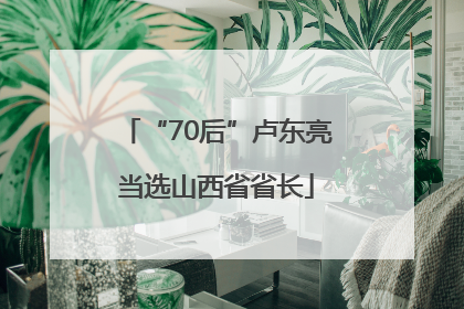 “70后”卢东亮当选山西省省长