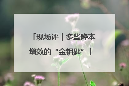 现场评｜多些降本增效的“金钥匙”