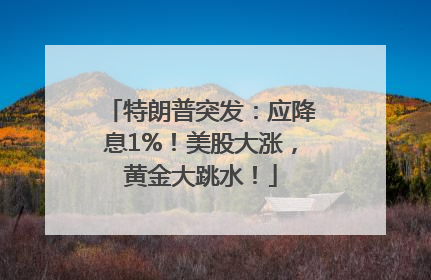 特朗普突发：应降息1%！美股大涨，黄金大跳水！