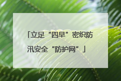 立足“四早”密织防汛安全“防护网”