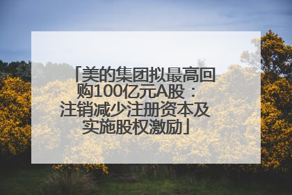 美的集团拟最高回购100亿元A股：注销减少注册资本及实施股权激励