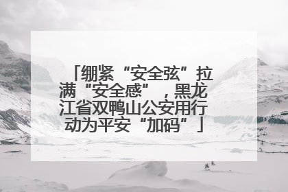 绷紧“安全弦”拉满“安全感”，黑龙江省双鸭山公安用行动为平安“加码”