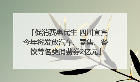 促消费惠民生 四川宜宾今年将发放汽车、零售、餐饮等各类消费券2亿元