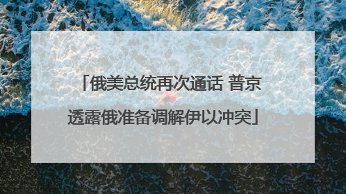 俄美总统再次通话 普京透露俄准备调解伊以冲突