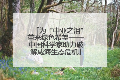 为“中亚之泪”带来绿色希望——中国科学家助力破解咸海生态危机