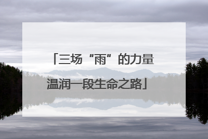 三场“雨”的力量温润一段生命之路