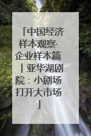 中国经济样本观察·企业样本篇︱亚华湖剧院：小剧场打开大市场