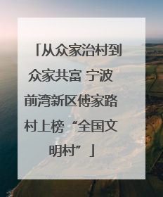 从众家治村到众家共富 宁波前湾新区傅家路村上榜“全国文明村”