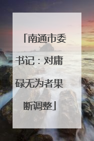 南通市委书记：对庸碌无为者果断调整