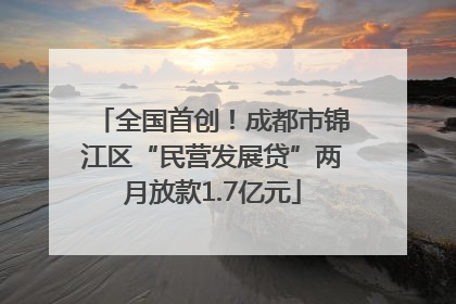 全国首创！成都市锦江区“民营发展贷”两月放款1.7亿元