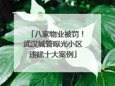 八家物业被罚！武汉城管曝光小区违建十大案例