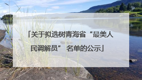 关于拟选树青海省“最美人民调解员” 名单的公示
