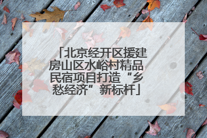 北京经开区援建房山区水峪村精品民宿项目打造“乡愁经济”新标杆