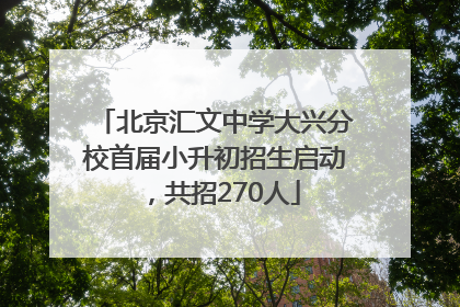 北京汇文中学大兴分校首届小升初招生启动，共招270人