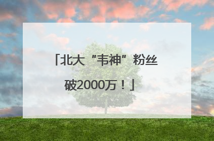 北大“韦神”粉丝破2000万！