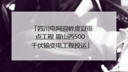 四川电网迎峰度夏重点工程 眉山西500千伏输变电工程投运