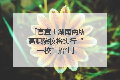 官宣！湖南两所高职院校将实行“一校”招生