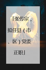 张传宗，拟任县（市、区）党委正职