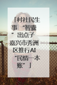 村社民生事 “智囊”出点子 嘉兴市秀洲区推行AI“民情一本账”