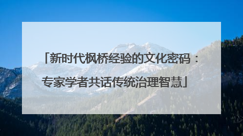 新时代枫桥经验的文化密码：专家学者共话传统治理智慧