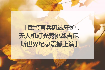 武警官兵忠诚守护，无人机灯光秀挑战吉尼斯世界纪录震撼上演