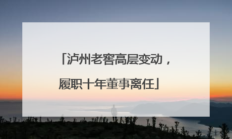 泸州老窖高层变动，履职十年董事离任