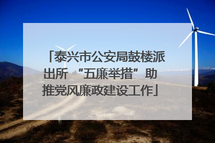 泰兴市公安局鼓楼派出所 “五廉举措”助推党风廉政建设工作