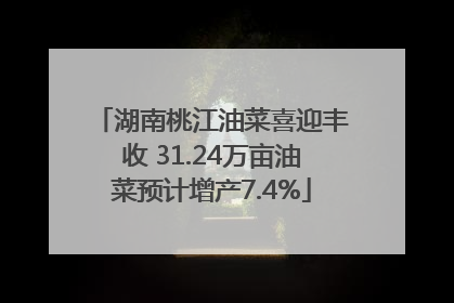 湖南桃江油菜喜迎丰收 31.24万亩油菜预计增产7.4%