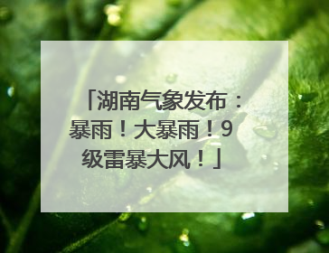 湖南气象发布：暴雨！大暴雨！9级雷暴大风！