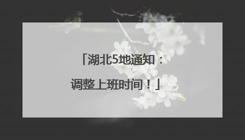 湖北5地通知：调整上班时间！