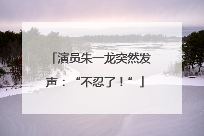 演员朱一龙突然发声：“不忍了！”