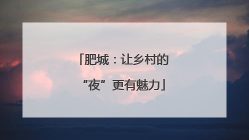 肥城：让乡村的“夜”更有魅力