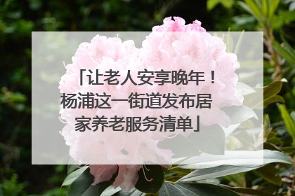 让老人安享晚年！杨浦这一街道发布居家养老服务清单
