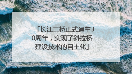 长江二桥正式通车30周年，实现了斜拉桥建设技术的自主化