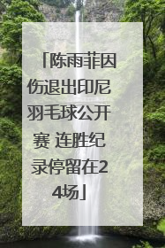 陈雨菲因伤退出印尼羽毛球公开赛 连胜纪录停留在24场