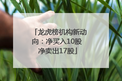 龙虎榜机构新动向：净买入10股 净卖出17股