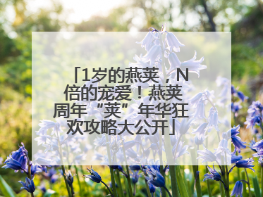 1岁的燕荚，N 倍的宠爱！燕荚周年“荚”年华狂欢攻略大公开